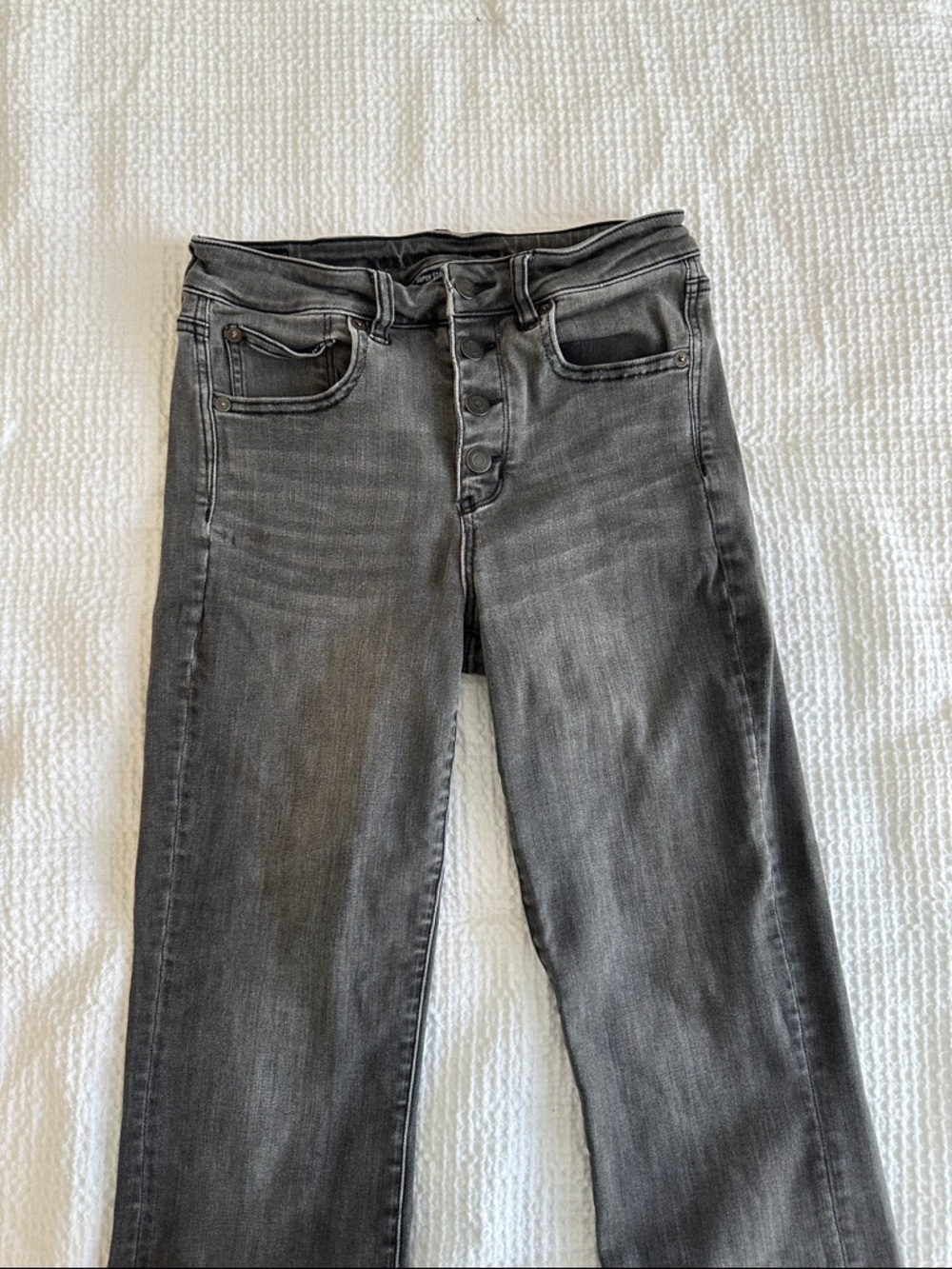 American Eagle Outfitters High-Rise Button-Fly Gray Jeans